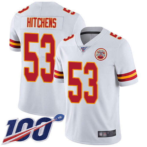 Men Kansas City Chiefs #53 Hitchens Anthony White Vapor Untouchable Limited Player 100th Season Nike NFL Jersey